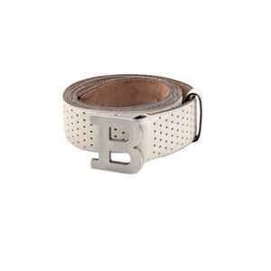 Bally White Perforated Leather B Buckle Belt Men Size 95/38